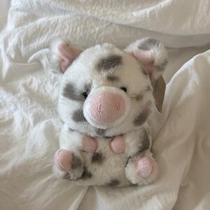 SOLD plush plushy doll stuffed animal spotted pig white grey pink